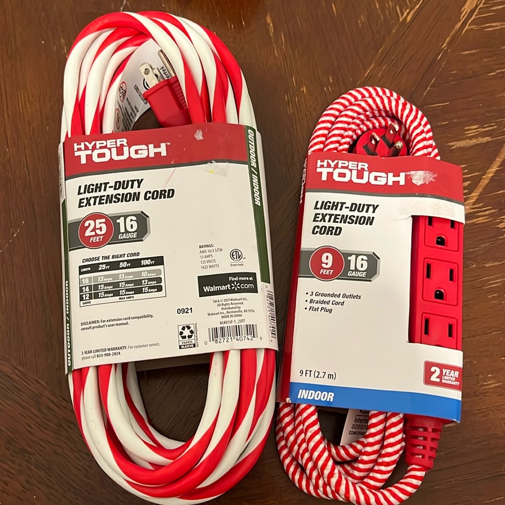 Set of extension cords, one 25ft. And one 9 ft.